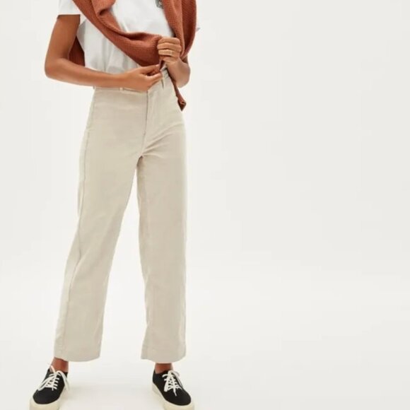 EUC Everlane The Corduroy Wide-Leg Pants - Sandstone - Size 12 - Picture 1 of 14